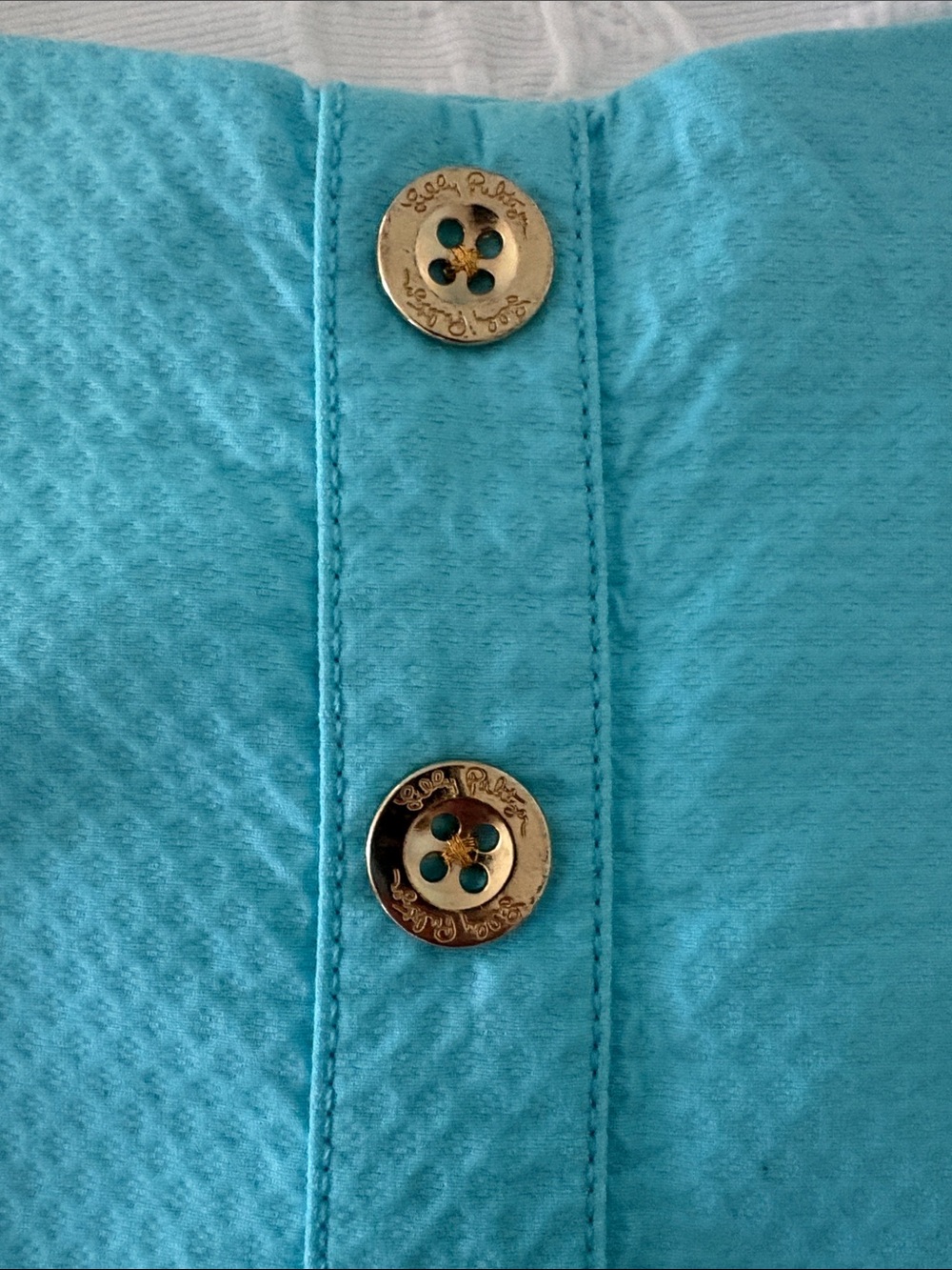 Lilly Pulitzer Turquoise Scalloped-Hem Button Front Skort - Picture 4 of 6
